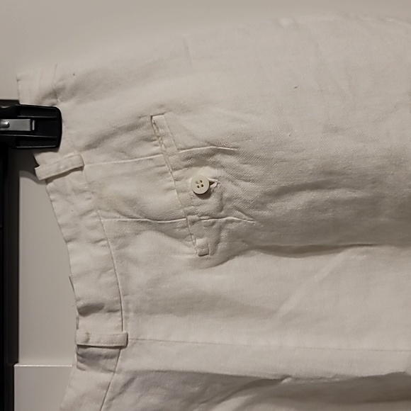 Talbots Irish Linen Pants Womens Sz 12 Petites White Tappered Lined Summer VTG - Picture 6 of 8